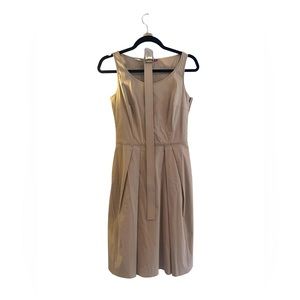 Prada Tan Poplin Sleeveless Knee Length Dress with Belt
